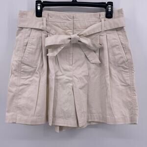 J Crew Sz 12 Cream Pleated Front Chino Wide Leg Shorts High Rise Re-Imagined